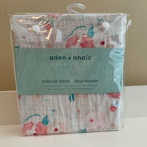Aden + Anais muslin crib sheet full bloom roses